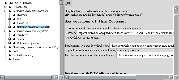 SGML Howto reader with tree